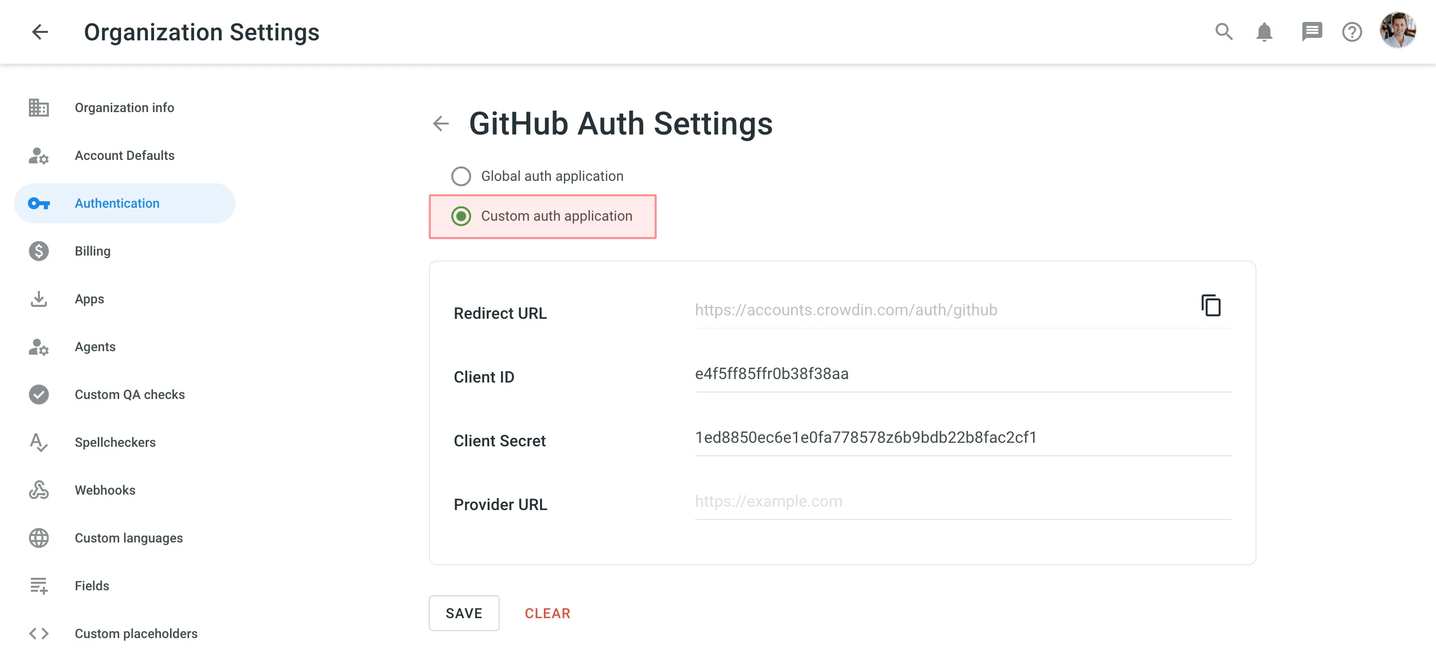 Authentication Custom Auth App Credentials